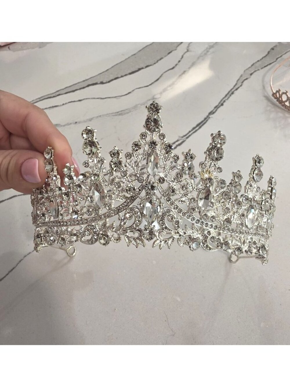 Silver Rhinestone Crystal Tiara Crown For Weddings, Pageants Special Occasions